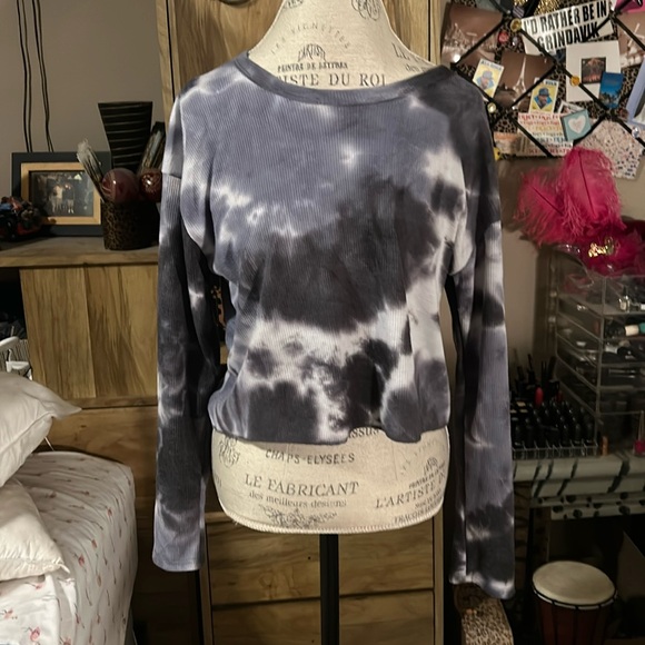 antistar Tops - Antistar Cropped Tie Dye Thermal Shirt - Medium